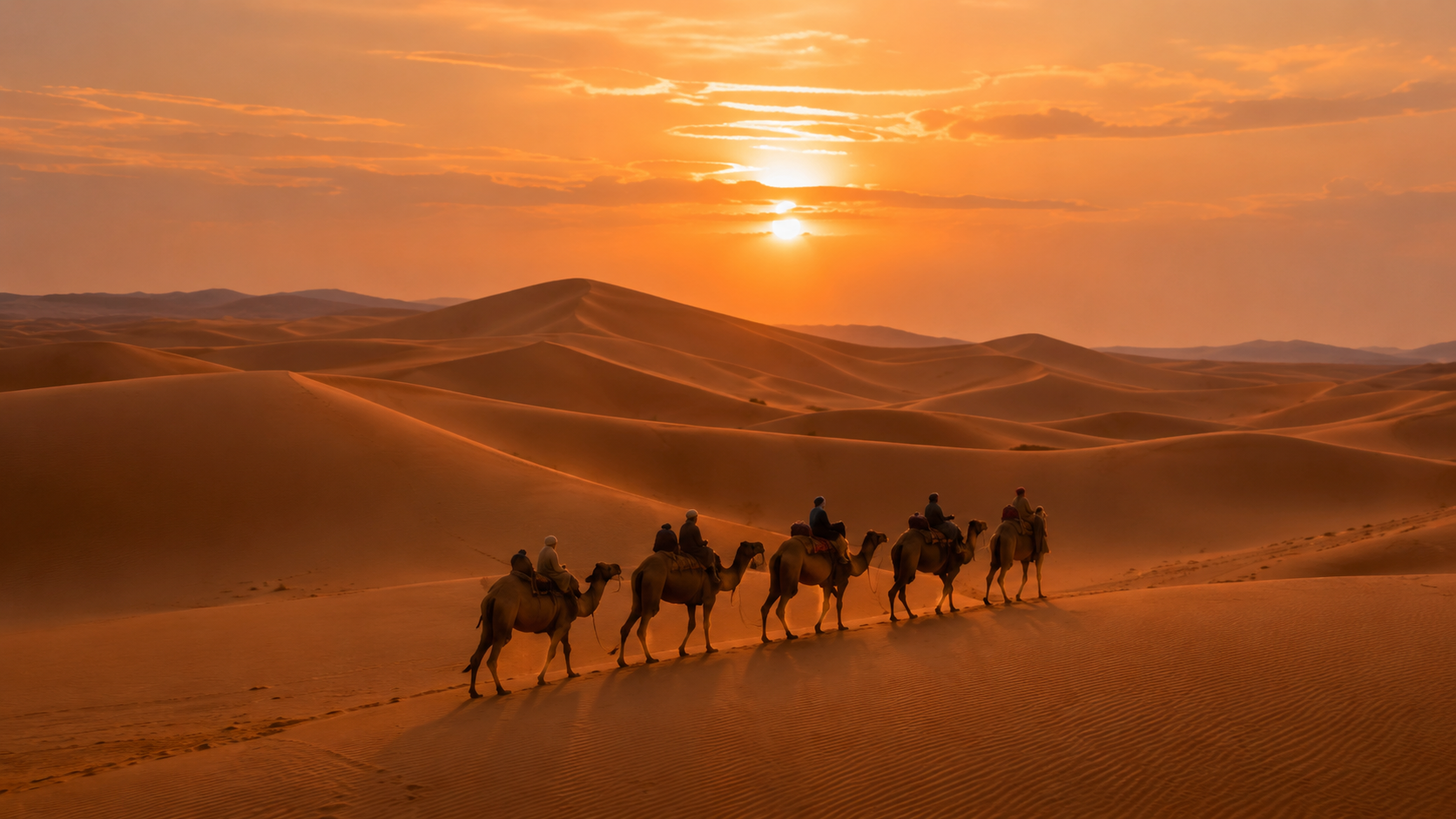 Sahara camel caravan