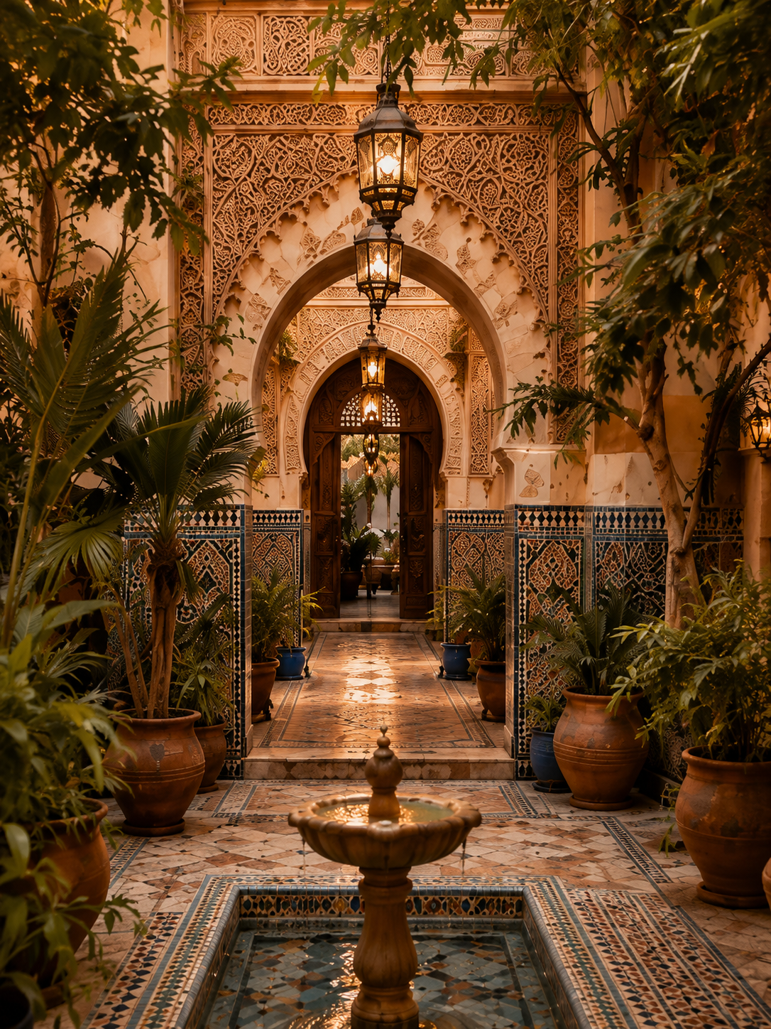 Moroccan riad courtyard